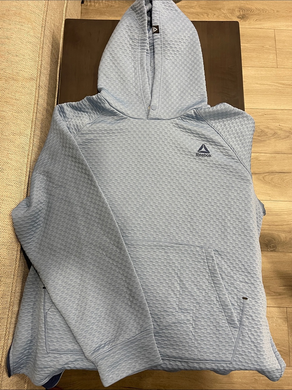 Reebok Men's Light Blue Waffle-Knit Hoodie NWOT